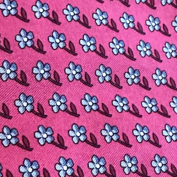 Brooks Basics Pure Silk Pink Floral Neck Tie Colorful Bold Men's - Picture 4 of 9
